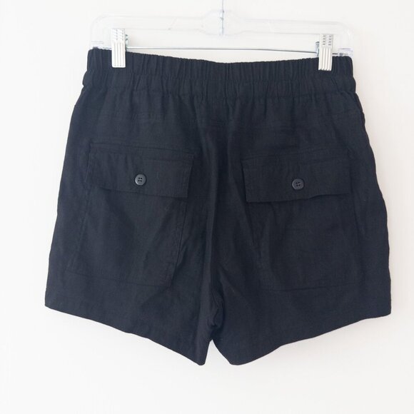 KUT Pull On Linen Blend Cargo Shorts in Black, Size Small - Picture 2 of 6